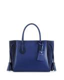 Penelope Small Leather & Suede Tote Bag, Blue