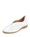Barabel Woven Leather Slip-On Sneaker, White