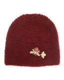 Abeilla Cashmere Beanie Hat, Ruby