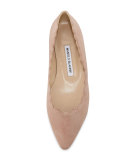 Srila Scalloped Pointed-Toe Flat, Nude