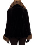 Sable-Collar Sheared-Mink Jacket, Black/Brown