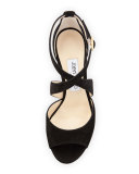 April Suede Crisscross 120mm Sandal, Black