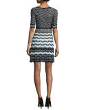 Half-Sleeve Greek Key Dress