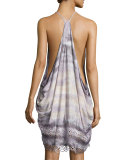 Trischa Tie-Dye Racerback Mini Dress, Charcoal Water