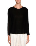 Check Sheer-Insert Sweater, Black