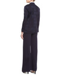 Textured Square One-Button Jacket, Navy