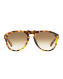 PO649S Aviator Sunglasses, Spotted Havana/Brown