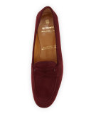Suede Penny Loafer, Burgundy