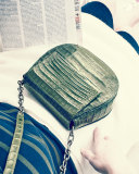 Round Flap-Top Crocodile Crossbody Bag, Army Green