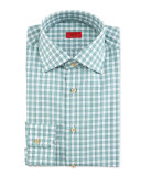 Box-Check Woven Dress Shirt, Soft Green