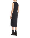 Floral-Overlay Sleeveless Dress, Volcano