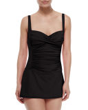 Ruched Sweetheart One-Piece Swimdress, Pinkberry