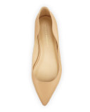 Milla Wavy Pointed-Toe Flat, Wheat