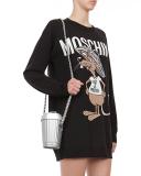 Rat-a-Porter Trash Can Leather Crossbody Bag, Gray