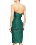 Strapless Sweetheart-Neck Cocktail Dress, Forest Green