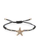 Pull-Cord Bracelet with Diamond Starfish in 18K Yellow Gold