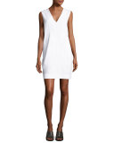 Phoebe Sleeveless Ponte Sheath Dress, White