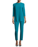 Tsisa Elastic-Back Ankle Pants, Bay