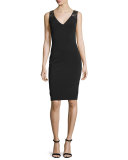 Sleeveless Cocktail Dress W/Lattice Insets, Black 