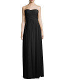 Strapless Ruched Chiffon Gown 