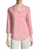 Analeigh 3/4-Sleeve Hampton Check Blouse