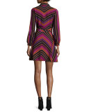 Chrissie Chevron-Stripe Shirtdress, Counterpointe Rubiate