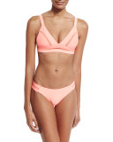Ellie Stitch-Detail Swim Top, Coral