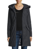 Hooded Zip-Front Parka, Nero