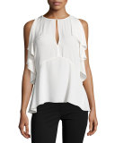 Desiraya B Sleeveless Classic Georgette Top, Ivory