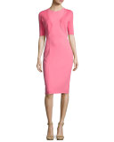 Jewel-Neck Sleeveless Sheath Dress, Pink