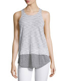 Striped Mixed-Media Slub Tank