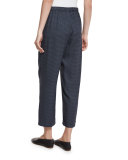 Printed Silk-Blend Lounge Pants, Coastal/Shark