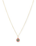 14K Small Enamel Disc Pendant Necklace