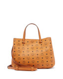 Gold Visetos Medium Tote Bag, Cognac