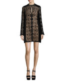 Long-Sleeve Lace Shift Dress