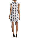 sleeveless floral lace sheath dress