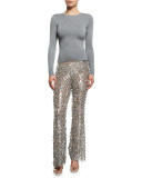 Cashmere Crewneck Sweater, Banker Melange