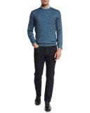 Luxe Denim Straight-Leg Jeans, Navy Solid