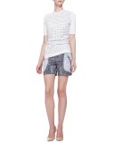 Seamed Front Pocket Shorts, Navy/Ivory