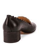 Scalloped Leather 40mm Loafer, Black