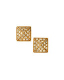 Pyramid Diamond Stud Earrings, 18k Yellow Gold