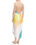 Colorblock Viscose Sarong, White