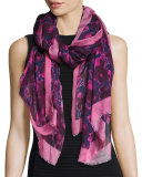 Wild Rose Printed Scarf, Navy