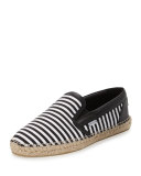 Vlad Men's Striped Espadrille Slip-On Sneaker, Black/White