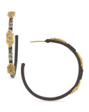 18k & Midnight Diamond Scrolls Hoop Earrings