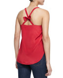 Sleeveless V-Neck Cami W/ Bow Back