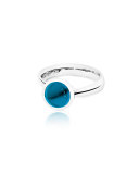 Bouton 8mm London Blue Topaz Cabochon Ring, Size 7/54