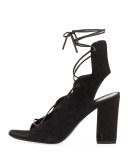 Babies Suede Lace-Up 90mm Sandal, Nero