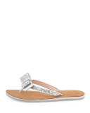 icarda glitter bow flat thong sandal, silver