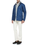 Cotton 1/2-Zip Pullover, Light Gray